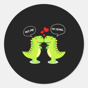 Adesivo Redondo T Rex Dinossauro Me Abraça Dia Dos Namorados Casal
