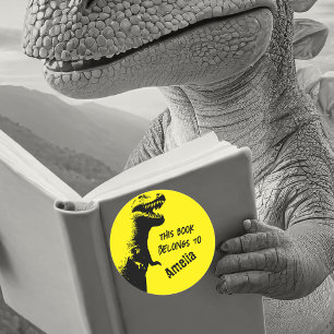 Adesivo Redondo T-Rex Este livro pertence a