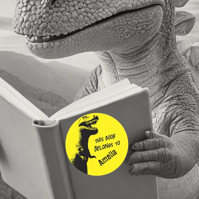 Adesivo Redondo T-Rex Este livro pertence a (Criador carregado)