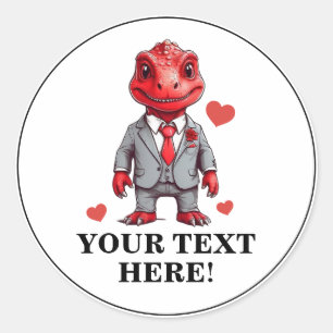 Adesivo Redondo T-rex Formal Personalizado Branco e Vermelho legal