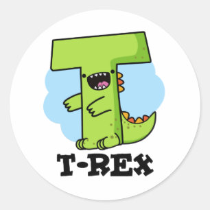 Adesivo Redondo T-Rex Funny Alphabet Dinossaur Pun