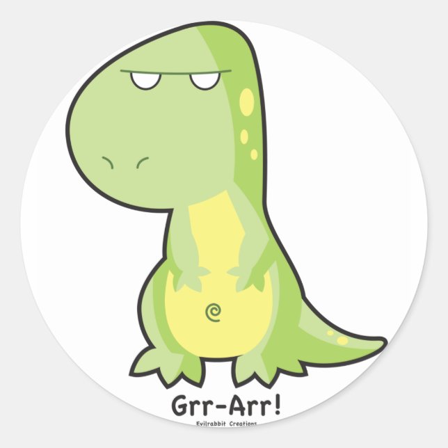 Adesivo Redondo T-Rex Grr Arr Sticker (Frente)