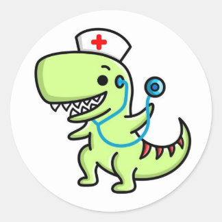 Adesivo Redondo T-rex Nurse Sticker Round