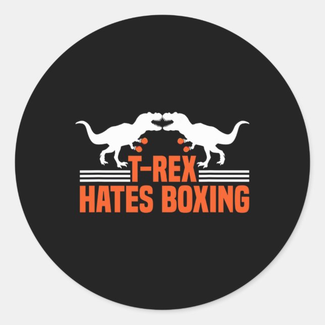 Adesivo Redondo T-rex Odeia Boxe - Boxe Sparring Kick Boxe D (Frente)