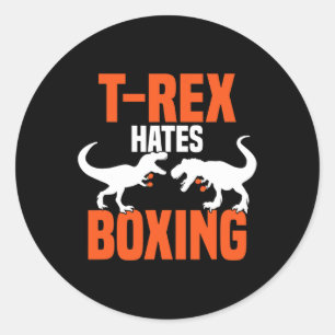 Adesivo Redondo T-rex Odeia Boxe - Boxe Sparring Kick Boxe D