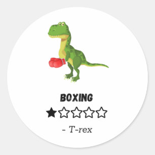Adesivo Redondo T-rex odeia boxear Impressão de Dinossauro Engraça