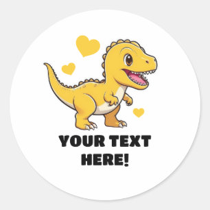 Adesivo Redondo T-rex Personalizado Branco-Cinto e Amarelo