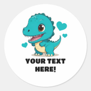 Adesivo Redondo T-rex personalizado branco e lacrimogêneo