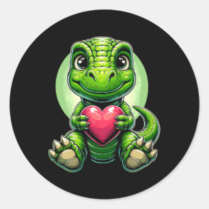 Adesivo Redondo T-rex Segurando Dinossauro Gótico-Dia de os namora