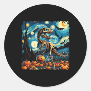 Adesivo Redondo T-rex Skeleton Halloween Van Gogh Starry Night Fal