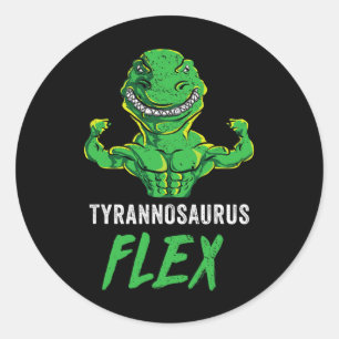 Adesivo Redondo T Rex Treino Dinossauro Engraçado Ginásio Levantam