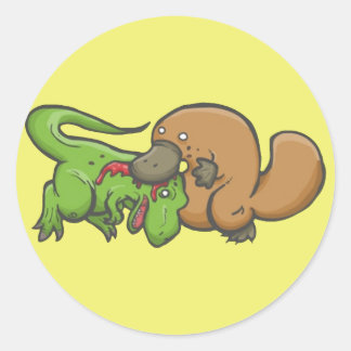 Adesivo Redondo T-rex vs Platypus