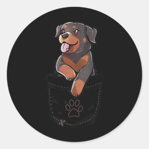 Adesivo Redondo T-Shirt Cão Cachorro Pocket Cute Rottweiler