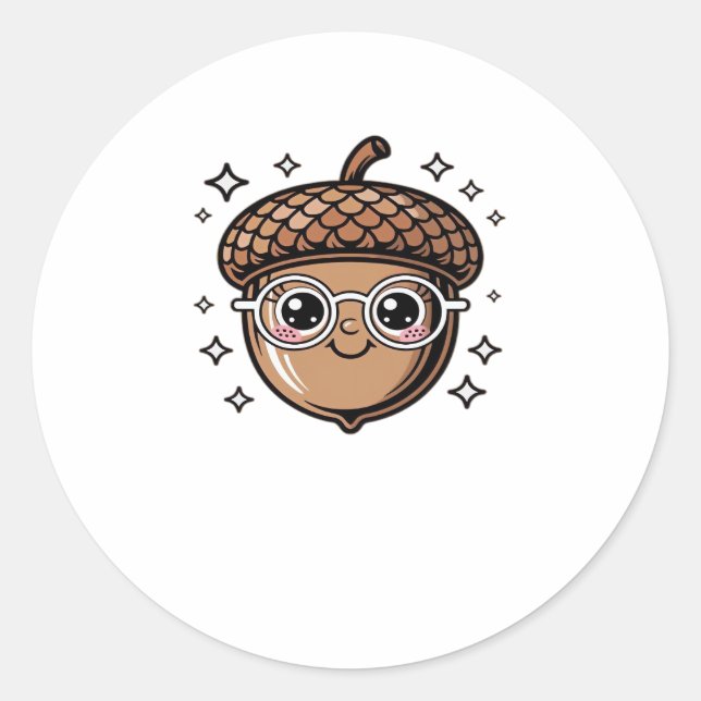 Adesivo Redondo T-Shirt clássico de bolota (Frente)