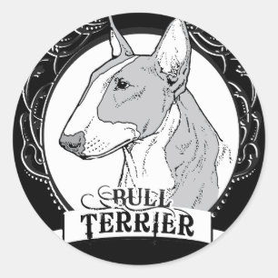Adesivo Redondo T-shirt de bull terrier