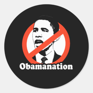 ADESIVO REDONDO T-SHIRT DE OBAMANATION/ANTI-OBAMA