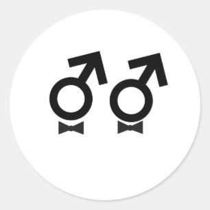 Adesivo Redondo T-shirt do casamento gay