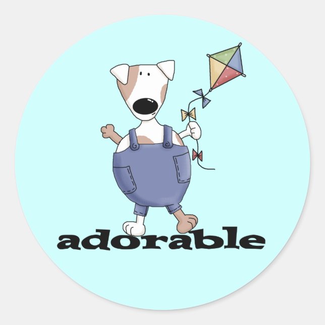 Adesivo Redondo T-shirt e presentes adoráveis do cão (Frente)