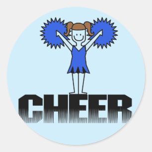 Adesivo Redondo T-shirt e presentes Cheerleading azuis