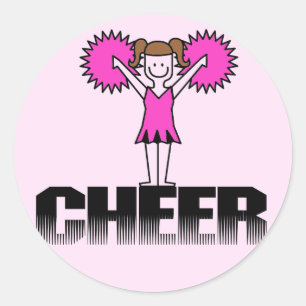 Adesivo Redondo T-shirt e presentes Cheerleading cor-de-rosa