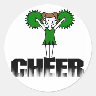 Adesivo Redondo T-shirt e presentes Cheerleading verdes