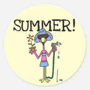 Adesivo Redondo T-shirt e presentes cor-de-rosa do verão do