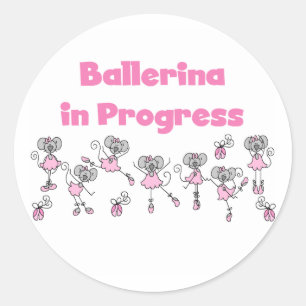 Adesivo Redondo T-shirt e presentes em andamento da bailarina