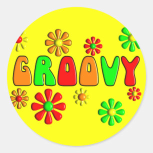 Adesivo Redondo T-shirt e presentes Groovy dos anos 70