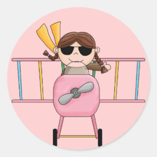 Adesivo Redondo T-shirt e presentes piloto da menina