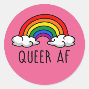 Adesivo Redondo T-Shirt QUEER AF