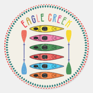 Adesivo Redondo T-Shirt Retro Eagle Creek Kayaking