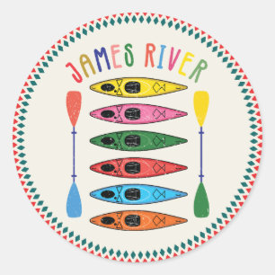 Adesivo Redondo T-Shirt Retro James River Kayaking