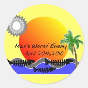 Adesivo Redondo T-Shirts de Derramar de ÓLEO