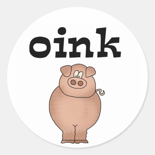 Adesivo Redondo T-shirts e presentes de Oink Pig (Frente)