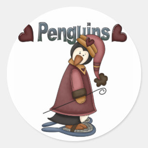 Adesivo Redondo T-shirts e presentes de pinguim-neve