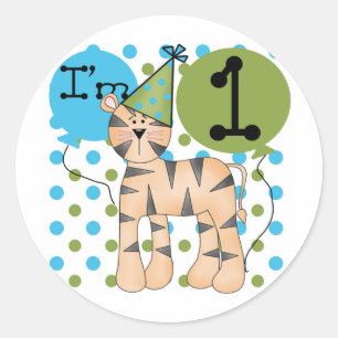 Adesivo Redondo T-shirts e presentes primeiros aniversarios de Tig