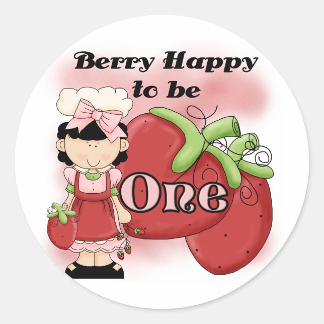 Adesivo Redondo T-shirts e primeiros aniversarios de Berry Negro (Frente)
