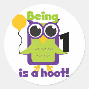 Adesivo Redondo T-shirts e primeiros aniversarios de Hoot Owl