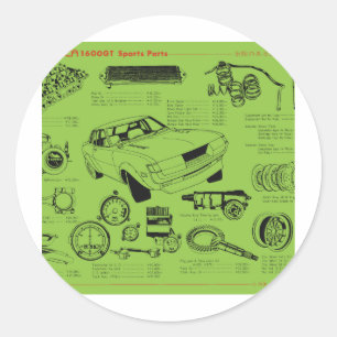 Adesivo Redondo TA22 Celica Tosco Partes Poster