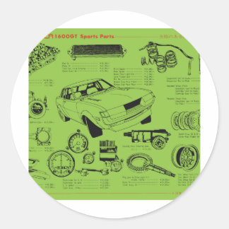 Adesivo Redondo TA22 Celica Tosco Partes Poster