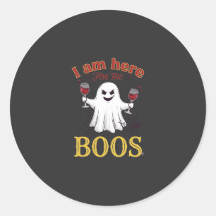 Adesivo Redondo Ta Aqui Boos Halloween Fantasma Copos de Vinho Ara