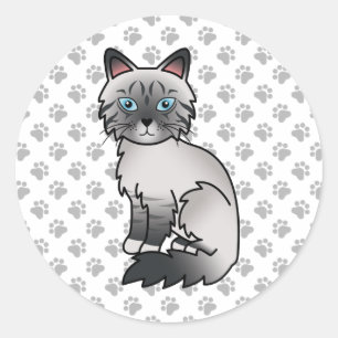 Adesivo Redondo Tabby Birman / Ragdoll Gato e patas