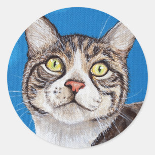 Adesivo Redondo Tabby Cat Painting