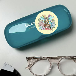 Adesivo Redondo Tablet Fairy Cat Mushroom Floral