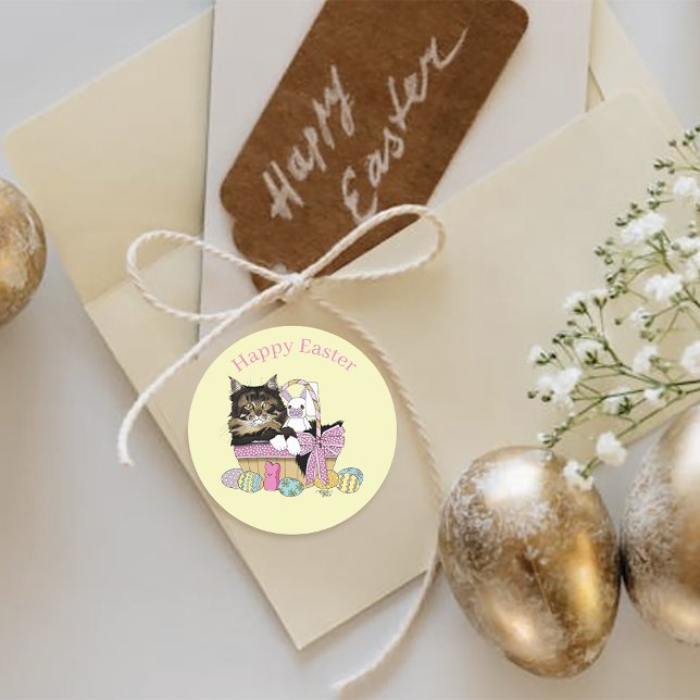 Adesivo Redondo Tabuleiro de páscoa do Kitten (Criador carregado)