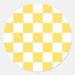 Adesivo Redondo Tabuleiro de xadrez amarelo visual clássico
