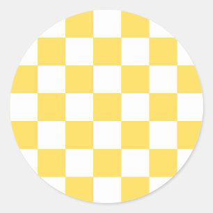 Adesivo Redondo Tabuleiro de xadrez amarelo visual clássico