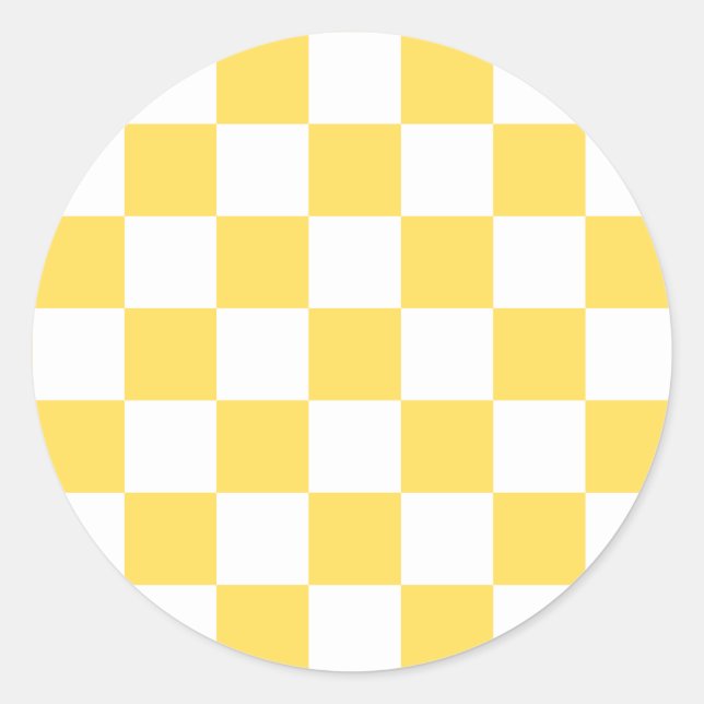Adesivo Redondo Tabuleiro de xadrez amarelo visual clássico (Frente)