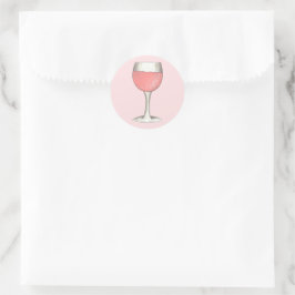 Adesivo Redondo Taça de Vinho Rosé Cor de Rosa Casamento Vinícola 