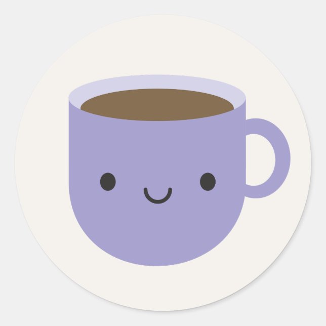 Adesivo Redondo Taça Kawaii de chá ou café (Frente)